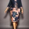 Women's Plus Size Curve Casual Dress Dress Set Two Piece Dress Floral Midi Dress Long Sleeve Print Crew Neck Fashion Outdoor Yellow Pink Fall Winter L XL XXL 3XL 4XL