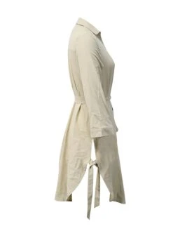 Women's Shirt Dress Casual Dress Cotton Linen Dress Mini Dress Linen / Cotton Blend Fashion Modern Outdoor Daily Vacation Shirt Collar Lace Up Button 3/4 Length Sleeve Summer Spring Fall 2023 Regular -HAYz Clothing Shop jfafxh1689232561135