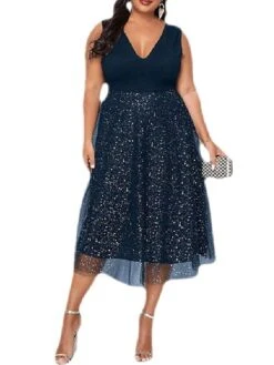 Women‘s Plus Size Curve Party Dress Solid Color V Neck Mesh Sleeveless Spring Fall Elegant Sexy Sequins Prom Dress Midi Dress Formal Party Dress Sequin Dress Homecoming Dress Print 8 Women‘s Plus Size Curve Party Dress Solid Color V Neck Mesh Sleeveless Spring Fall Elegant Sexy Sequins Prom Dress Midi Dress Formal Party Dress Sequin Dress Homecoming Dress Print -HAYz Clothing Shop jfjzih1648866250794