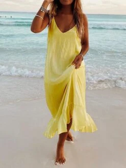 Women's Casual Dress Swing Dress White Dress Long Dress Maxi Dress Light Blue Black Yellow Sleeveless Ruffle Spring Summer V Neck S M L XL XXL XXXL 5 Women's Casual Dress Swing Dress White Dress Long Dress Maxi Dress Light Blue Black Yellow Sleeveless Ruffle Spring Summer V Neck S M L XL XXL XXXL -HAYz Clothing Shop jfzdsu1690178278550