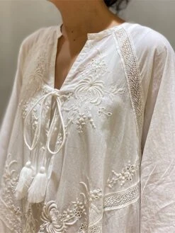 Women's Casual Dress Cotton Linen Dress Swing Dress Maxi Long Dress Linen Basic Classic Outdoor Daily Vacation V Neck Ruched Long Sleeve Spring Fall Winter 2023 Loose Fit White Plain One-Size -HAYz Clothing Shop jgcvok1692340889701