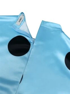 Women‘s Plus Size Curve Party Dress Cocktail Dress Wedding Guest Dress Midi Dress Blue Short Sleeve Polka Dot Patchwork Summer Spring Fall Stand Collar Fashion Wedding Guest Vacation 2023 -HAYz Clothing Shop jgqhar1691042901845