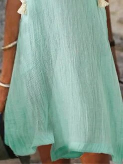 Women's Casual Dress Cotton Dress A Line Dress Midi Dress Cotton Blend Fashion Basic Outdoor Daily Vacation V Neck Basic Short Sleeve Summer Spring 2023 Regular Fit Green Pure Color S M L XL 2XL -HAYz Clothing Shop jifnzg1681810803044