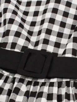 Women's Plus Size Retro 1950s Vintage Dress Midi Dress Daily Holiday With Belt Print Plaid Crew Neck Short Sleeve Regular Fit Spring Fall 2023 Black XL XXL 3XL 4XL -HAYz Clothing Shop jinaro1693533785358