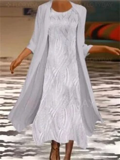 Women's Casual Dress Two Piece Dress Shift Dress Long Dress Maxi Dress Grey Long Sleeve Pure Color Fake Two Piece Summer Spring Crew Neck Fashion Vacation 2023 S M L XL 2XL