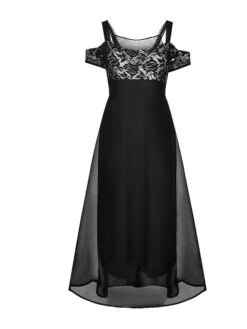 Women‘s Plus Size Curve Party Dress Homecoming Dress Formal Dress Solid Color Long Dress Maxi Dress Short Sleeve Lace Strap Modern Party Black Wine Summer Spring L XL XXL 3XL 4XL -HAYz Clothing Shop jknygv1672986716772