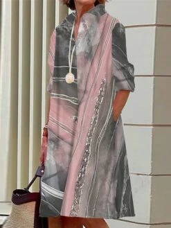 Women's Shirt Dress Casual Dress Midi Dress Outdoor Office Daily Polyester Fashion Modern Shirt Collar Button Pocket Long Sleeve Summer Spring Fall 2023 Loose Fit Light Pink Pink Dark Pink Ombre S M -HAYz Clothing Shop jmgwtj1690436732484