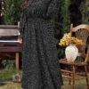 Women's Plus Size Party Dress Wedding Guest Dress Black Dress Long Dress Maxi Dress Black Pink Red Long Sleeve Polka Dot Lace Up Spring Fall Winter Crew Neck Fashion Winter Dress Evening Party