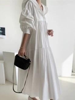 Women's Casual Dress Cotton Linen Dress Swing Dress Maxi Long Dress Linen / Cotton Blend Fashion Basic Outdoor Daily Vacation Hooded Ruched Pocket Long Sleeve Fall Winter Autumn 2023 Loose Fit Black -HAYz Clothing Shop joaxwr1693553168618