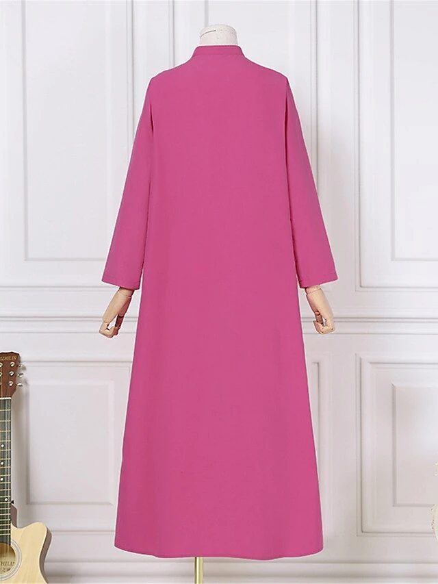 Women's Shirt Dress Casual Dress Cotton Linen Dress Maxi Long Dress Cotton Basic Classic Outdoor Daily Vacation Stand Collar Button Pocket Long Sleeve Spring Fall Winter 2023 Loose Fit Black Red Camel 5 Women's Shirt Dress Casual Dress Cotton Linen Dress Maxi Long Dress Cotton Basic Classic Outdoor Daily Vacation Stand Collar Button Pocket Long Sleeve Spring Fall Winter 2023 Loose Fit Black Red Camel - Image 5