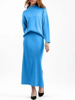 Women's Two Piece Dress Set Casual Dress Skirt Set Outdoor Daily Fashion Streetwear Split Ribbed Midi Dress Turtleneck Long Sleeve Plain Loose Fit Black Light Green Blue Fall One-Size 25 Women's Two Piece Dress Set Casual Dress Skirt Set Outdoor Daily Fashion Streetwear Split Ribbed Midi Dress Turtleneck Long Sleeve Plain Loose Fit Black Light Green Blue Fall One-Size -HAYz Clothing Shop jplaht1693278285045