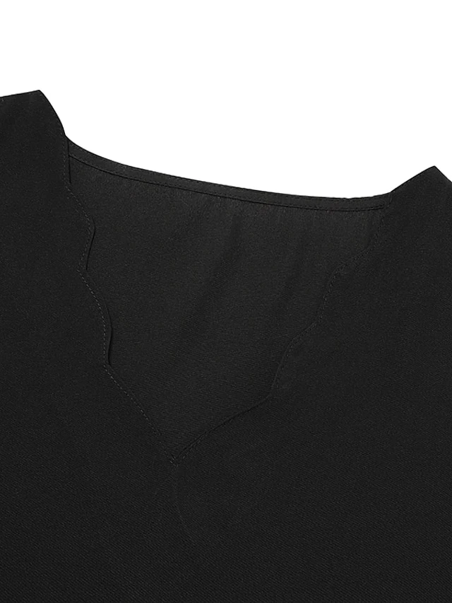 Women‘s Plus Size Curve Holiday Dress Solid Color V Neck Ruched Short Sleeve Fall Spring Basic Casual Short Mini Dress Daily Back To School Dress Print 4 Women‘s Plus Size Curve Holiday Dress Solid Color V Neck Ruched Short Sleeve Fall Spring Basic Casual Short Mini Dress Daily Back To School Dress Print - Image 4