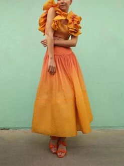 Women's Two Piece Dress Set Casual Dress Skirt Set Outdoor Daily Fashion Streetwear Ruffle Print Midi Dress Crew Neck Sleeveless Tie Dye Regular Fit Yellow Fall Winter S M L XL -HAYz Clothing Shop jpsjzc1692340671284