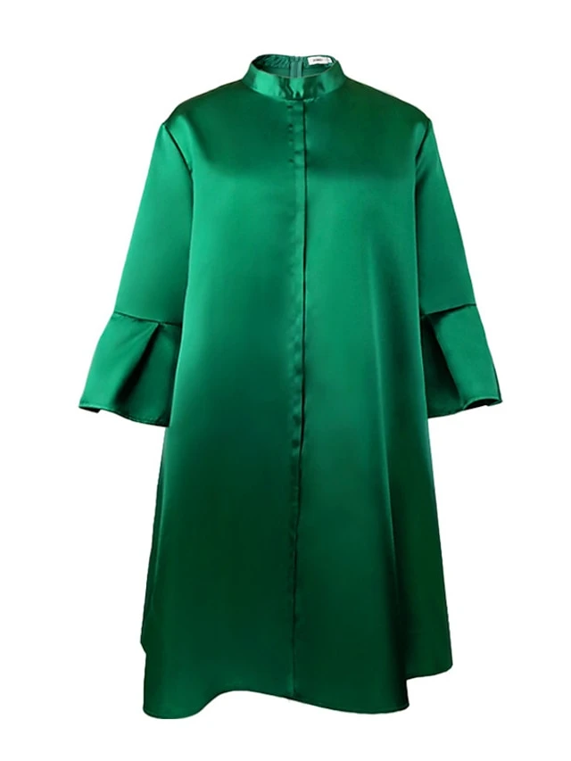 Women‘s Plus Size Curve Party Dress Solid Color Stand Collar Long Sleeve Winter Fall Elegant Formal Mini Dress Party Cocktail Party Dress 7 Women‘s Plus Size Curve Party Dress Solid Color Stand Collar Long Sleeve Winter Fall Elegant Formal Mini Dress Party Cocktail Party Dress - Image 7