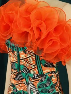 Women's Plus Size Curve Party Dress Bodycon Sheath Dress Floral Geometric Midi Dress Sleeveless Mesh Backless Strapless Fashion Party Orange Fall Winter XL XXL 3XL 4XL -HAYz Clothing Shop jrgpgp1694425971506