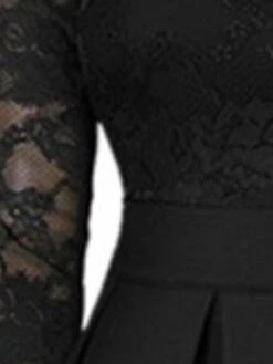 Women‘s Plus Size Curve Party Dress Solid Color Crew Neck Lace 3/4 Length Sleeve Spring Fall Elegant Prom Dress Mature Knee Length Dress Formal Party Dress -HAYz Clothing Shop jrrljn1634380439241