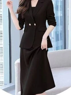 Women's Two Piece Dress Set Work Dress Skirt Set Formal Office Streetwear Elegant Button Pocket Midi Dress Shirt Collar Long Sleeve Plain Regular Fit Black Purple Beige Fall Winter M L XL XXL 3XL 19 Women's Two Piece Dress Set Work Dress Skirt Set Formal Office Streetwear Elegant Button Pocket Midi Dress Shirt Collar Long Sleeve Plain Regular Fit Black Purple Beige Fall Winter M L XL XXL 3XL -HAYz Clothing Shop jtrkce1694498848617