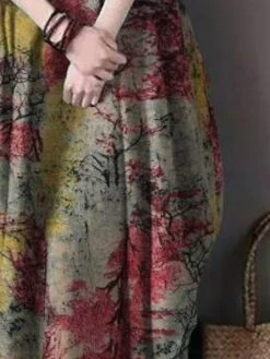 Women's Plus Size Curve Shift Dress Graphic Round Neck Print 3/4 Length Sleeve Fall Spring Basic Casual Maxi Long Dress Vacation Weekend Dress -HAYz Clothing Shop jtxqhb1675753822055