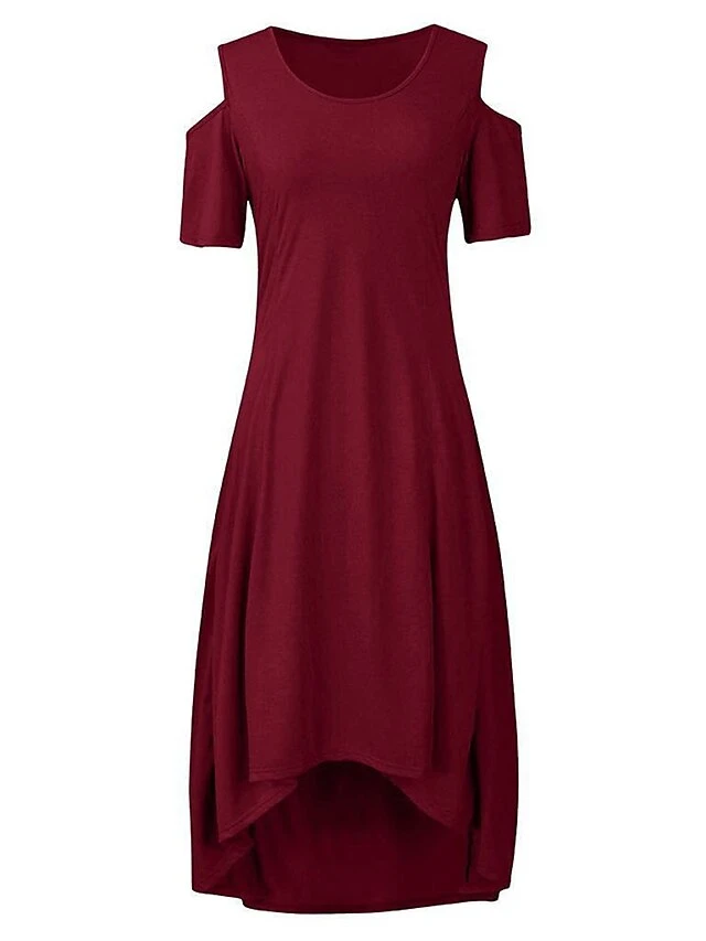 Women‘s Plus Size Curve Casual Dress Semi Formal Dress Solid Color Long Dress Maxi Dress Short Sleeve Hollow Out Plus High Low Crew Neck Fashion Daily Black Wine Summer Spring XL XXL 3XL 4XL 5XL 6 Women‘s Plus Size Curve Casual Dress Semi Formal Dress Solid Color Long Dress Maxi Dress Short Sleeve Hollow Out Plus High Low Crew Neck Fashion Daily Black Wine Summer Spring XL XXL 3XL 4XL 5XL - Image 6