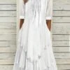 Women's Casual Dress Cotton Linen Dress Swing Dress Midi Dress Cotton Blend Basic Modern Outdoor Daily Crew Neck Pocket Layered Half Sleeve Summer Spring Fall 2023 Regular Fit White Plain S M L XL 2XL