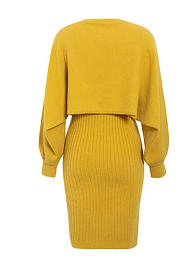 Women's Two Piece Dress Set Casual Dress Skirt Set Daily Going Out Fashion Streetwear Print Mini Dress Crew Neck Long Sleeve Plain Regular Fit Black Yellow Light Green Fall Winter M 11 Women's Two Piece Dress Set Casual Dress Skirt Set Daily Going Out Fashion Streetwear Print Mini Dress Crew Neck Long Sleeve Plain Regular Fit Black Yellow Light Green Fall Winter M - Image 11