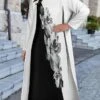 Women's Dress Set Two Piece Dress Long Dress Maxi Dress Black And White Long Sleeve Color Block Print Summer Spring Crew Neck Vacation Winter Dress Fall Dress Loose Fit 2023 S M L XL XXL 3XL 4XL 5XL