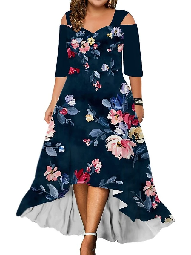 Women‘s Plus Size Curve Casual Dress Graphic Floral Long Dress Maxi Dress Half Sleeve Print V Neck Fashion Daily Black Blue Summer Spring L XL XXL 3XL 4XL 5 Women‘s Plus Size Curve Casual Dress Graphic Floral Long Dress Maxi Dress Half Sleeve Print V Neck Fashion Daily Black Blue Summer Spring L XL XXL 3XL 4XL - Image 5