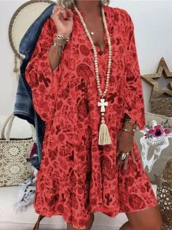 Women‘s Plus Size Curve Casual Dress Shift Dress Floral Dress Floral Mini Dress 3/4 Length Sleeve Ruched Ruffle V Neck Fashion Daily White Yellow Spring Summer L XL XXL 3XL 4XL -HAYz Clothing Shop kaogra1676979045596