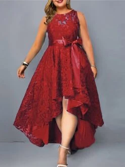 Women‘s Plus Size Curve Party Dress Solid Color Crew Neck Sleeveless Spring Fall Elegant Formal Midi Dress Party Evening Party Dress