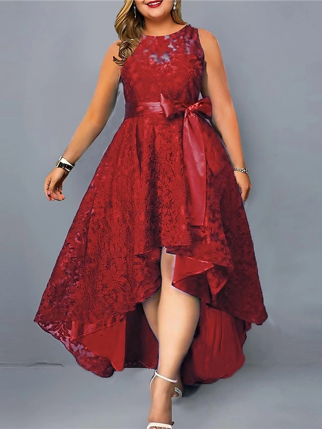 Women‘s Plus Size Curve Party Dress Solid Color Crew Neck Sleeveless Spring Fall Elegant Formal Midi Dress Party Evening Party Dress 1 Women‘s Plus Size Curve Party Dress Solid Color Crew Neck Sleeveless Spring Fall Elegant Formal Midi Dress Party Evening Party Dress