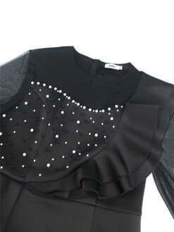 Women‘s Plus Size Curve Party Dress Cocktail Dress Wedding Guest Dress Midi Dress Black Long Sleeve Pure Color Ruffle Spring Fall Winter Crew Neck Fashion Wedding Guest Vacation Summer Dress 2023 -HAYz Clothing Shop kdnegu1691402302182