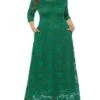 Women‘s Plus Size Curve Party Dress Floral Crew Neck Lace 3/4 Length Sleeve Spring Fall Work Prom Dress Maxi Long Dress Party Daily Dress