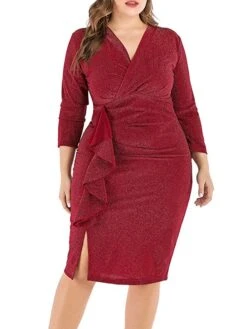 Women‘s Plus Size Curve Work Dress Sheath Dress Semi Formal Dress Fashion Midi Dress Ruffle V Neck Long Sleeve Plain Regular Fit Black Wine Fall Winter XL XXL 3XL 4XL 5XL 12 Women‘s Plus Size Curve Work Dress Sheath Dress Semi Formal Dress Fashion Midi Dress Ruffle V Neck Long Sleeve Plain Regular Fit Black Wine Fall Winter XL XXL 3XL 4XL 5XL -HAYz Clothing Shop kftovx1691401476403