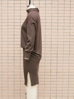 Women's Two Piece Dress Set Casual Dress Skirt Set Outdoor Daily Fashion Streetwear Split Ribbed Midi Dress Turtleneck Long Sleeve Plain Loose Fit Black Brown Beige Fall Winter S M L XL -HAYz Clothing Shop kfwgej1694596421109