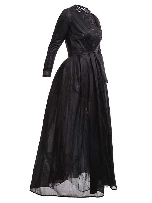 Women's Lace Dress Dress Set Two Piece Dress Long Dress Maxi Dress Black Long Sleeve Pure Color Lace Spring Fall Winter Crew Neck Fashion Party Winter Dress Birthday Slim 2023 S M L XL 5 Women's Lace Dress Dress Set Two Piece Dress Long Dress Maxi Dress Black Long Sleeve Pure Color Lace Spring Fall Winter Crew Neck Fashion Party Winter Dress Birthday Slim 2023 S M L XL - Image 5