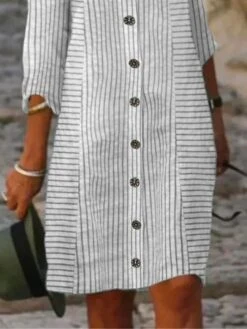 Women's Shirt Dress Casual Dress Cotton Linen Dress Midi Dress Cotton Blend Modern Casual Outdoor Daily Vacation Shirt Collar Button Print 3/4 Length Sleeve Summer Spring Fall 2023 Regular Fit Gray 5 Women's Shirt Dress Casual Dress Cotton Linen Dress Midi Dress Cotton Blend Modern Casual Outdoor Daily Vacation Shirt Collar Button Print 3/4 Length Sleeve Summer Spring Fall 2023 Regular Fit Gray -HAYz Clothing Shop kibfhu1687931085738