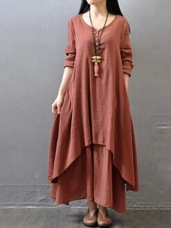 Women's Casual Dress Cotton Dress Swing Dress Maxi Long Dress Cotton Stylish Casual Winter Dress Daily Holiday V Neck Button Layered Long Sleeve Summer Spring Fall 2022 Loose Fit Black White Yellow