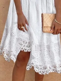 Women's Cotton Linen Dress Casual Dress Midi Dress Cotton Blend Fashion Modern Outdoor Daily Vacation V Neck Lace Half Sleeve Summer Spring Fall 2023 Loose Fit White Plain S M L XL 2XL 5 Women's Cotton Linen Dress Casual Dress Midi Dress Cotton Blend Fashion Modern Outdoor Daily Vacation V Neck Lace Half Sleeve Summer Spring Fall 2023 Loose Fit White Plain S M L XL 2XL -HAYz Clothing Shop klslwu1679378952289