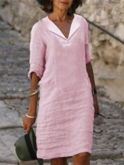 Women's Casual Dress Cotton Dress Shift Dress Midi Dress Cotton Blend Fashion Basic Outdoor Daily Vacation Shirt Collar Ruched Half Sleeve Summer Spring 2023 Loose Fit Black White Pink Pure Color S M 10 Women's Casual Dress Cotton Dress Shift Dress Midi Dress Cotton Blend Fashion Basic Outdoor Daily Vacation Shirt Collar Ruched Half Sleeve Summer Spring 2023 Loose Fit Black White Pink Pure Color S M -HAYz Clothing Shop klzgsi1681809480120