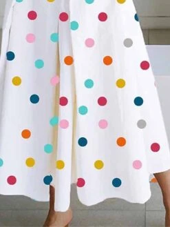 Women's Shirt Dress Casual Dress Work Dress Maxi Long Dress Outdoor Office Daily Polyester Fashion Modern Shirt Collar Button Pocket Sleeveless Summer Spring 2023 Loose Fit White Polka Dot S M L XL -HAYz Clothing Shop koeahc1681212029106