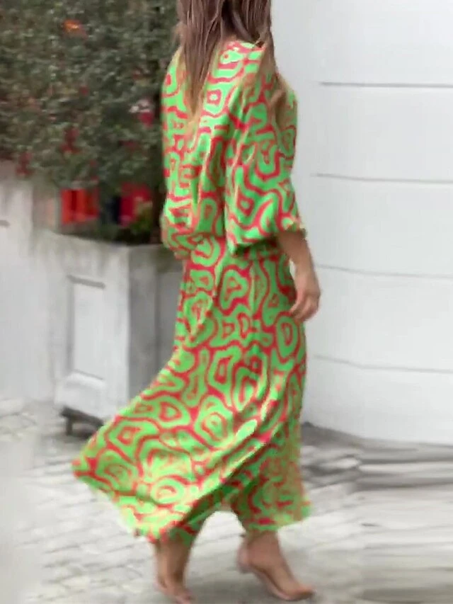 Women's Two Piece Dress Set Casual Dress Skirt Set Daily Vacation Fashion Casual Print Long Dress Maxi Dress Crew Neck Long Sleeve Floral Stripe Loose Fit White Blue Sky Blue Summer Spring S M L XL 3 Women's Two Piece Dress Set Casual Dress Skirt Set Daily Vacation Fashion Casual Print Long Dress Maxi Dress Crew Neck Long Sleeve Floral Stripe Loose Fit White Blue Sky Blue Summer Spring S M L XL - Image 3