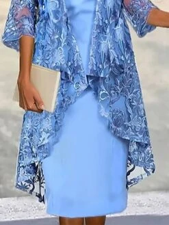 Women's Two Piece Dress Set Casual Dress Lace Dress Outdoor Date Fashion Elegant Lace Trim Midi Dress V Neck 3/4 Length Sleeve Plain Loose Fit Blue Fall Winter S M L XL XXL 5 Women's Two Piece Dress Set Casual Dress Lace Dress Outdoor Date Fashion Elegant Lace Trim Midi Dress V Neck 3/4 Length Sleeve Plain Loose Fit Blue Fall Winter S M L XL XXL -HAYz Clothing Shop kqrfpm1693972035435