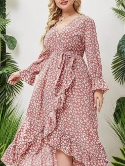 Women's Plus Size Curve Work Dress Swing Dress Semi Formal Dress Fashion Midi Dress Lace Up Ruffle V Neck Long Sleeve Floral Loose Fit Pink Fall Winter L XL XXL 3XL 4XL 10 Women's Plus Size Curve Work Dress Swing Dress Semi Formal Dress Fashion Midi Dress Lace Up Ruffle V Neck Long Sleeve Floral Loose Fit Pink Fall Winter L XL XXL 3XL 4XL -HAYz Clothing Shop ksndnl1693300510014