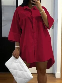 Women‘s Plus Size Curve Shirt Dress Solid Color Shirt Collar Long Sleeve Fall Spring Basic Casual Short Mini Dress Casual Daily Dress 19 Women‘s Plus Size Curve Shirt Dress Solid Color Shirt Collar Long Sleeve Fall Spring Basic Casual Short Mini Dress Casual Daily Dress -HAYz Clothing Shop kszeby1646132166673