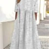 Women's Casual Dress Cotton Linen Dress Swing Dress Midi Dress Cotton Blend Fashion Modern Outdoor Daily Vacation Crew Neck Ruched Pocket Half Sleeve Summer Spring Fall 2023 Regular Fit White Flower