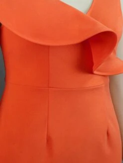 Women's Plus Size Curve Party Dress Bodycon Sheath Dress Plain Midi Dress Sleeveless Ruffle V Neck Fashion Party Orange Spring Fall XL XXL 3XL 4XL -HAYz Clothing Shop ktuvtu1694165778831