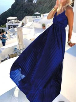 Women's Long Dress Maxi Dress Party Dress Casual Dress Swing Dress Plain Fashion Casual Outdoor Daily Holiday Ruched Sleeveless Strap Dress Loose Fit Dark Green Purple Dark Blue Spring S M L XL -HAYz Clothing Shop kusqfi1678435805446