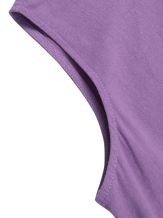 Women's Cotton Linen Dress Casual Dress Swing Dress Maxi Long Dress Cotton Blend Basic Casual Outdoor Daily Holiday Boat Neck Pocket Sleeveless Summer Spring 2023 Loose Fit Purple Brown Dark Blue 3 Women's Cotton Linen Dress Casual Dress Swing Dress Maxi Long Dress Cotton Blend Basic Casual Outdoor Daily Holiday Boat Neck Pocket Sleeveless Summer Spring 2023 Loose Fit Purple Brown Dark Blue - Image 3