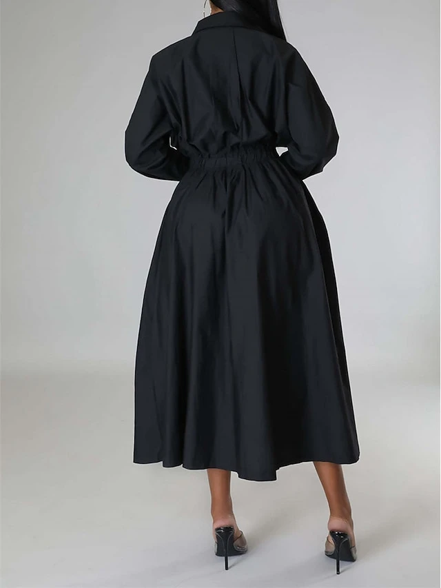 Women's Shirt Dress Casual Dress Swing Dress Maxi Long Dress Outdoor Daily Vacation Cotton And Linen Fashion Casual Shirt Collar Button Rolled Cuff Long Sleeve Spring Fall Winter 2023 Slim Black 13 Women's Shirt Dress Casual Dress Swing Dress Maxi Long Dress Outdoor Daily Vacation Cotton And Linen Fashion Casual Shirt Collar Button Rolled Cuff Long Sleeve Spring Fall Winter 2023 Slim Black - Image 13