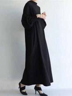 Women's Casual Dress Cotton Linen Dress Abaya Maxi Long Dress Linen / Cotton Blend Basic Classic Outdoor Daily Vacation Crew Neck Button Long Sleeve Spring Fall Winter 2023 Loose Fit Black Apricot -HAYz Clothing Shop kyliho1692341114513